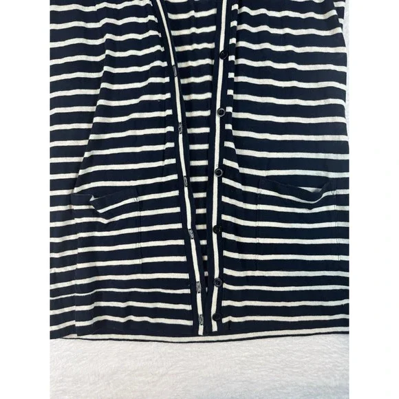 NWT J Crew Women's Medium Nautical Navy Stripe Cardigan Pockets Buttons Preppy - Picture 2 of 8